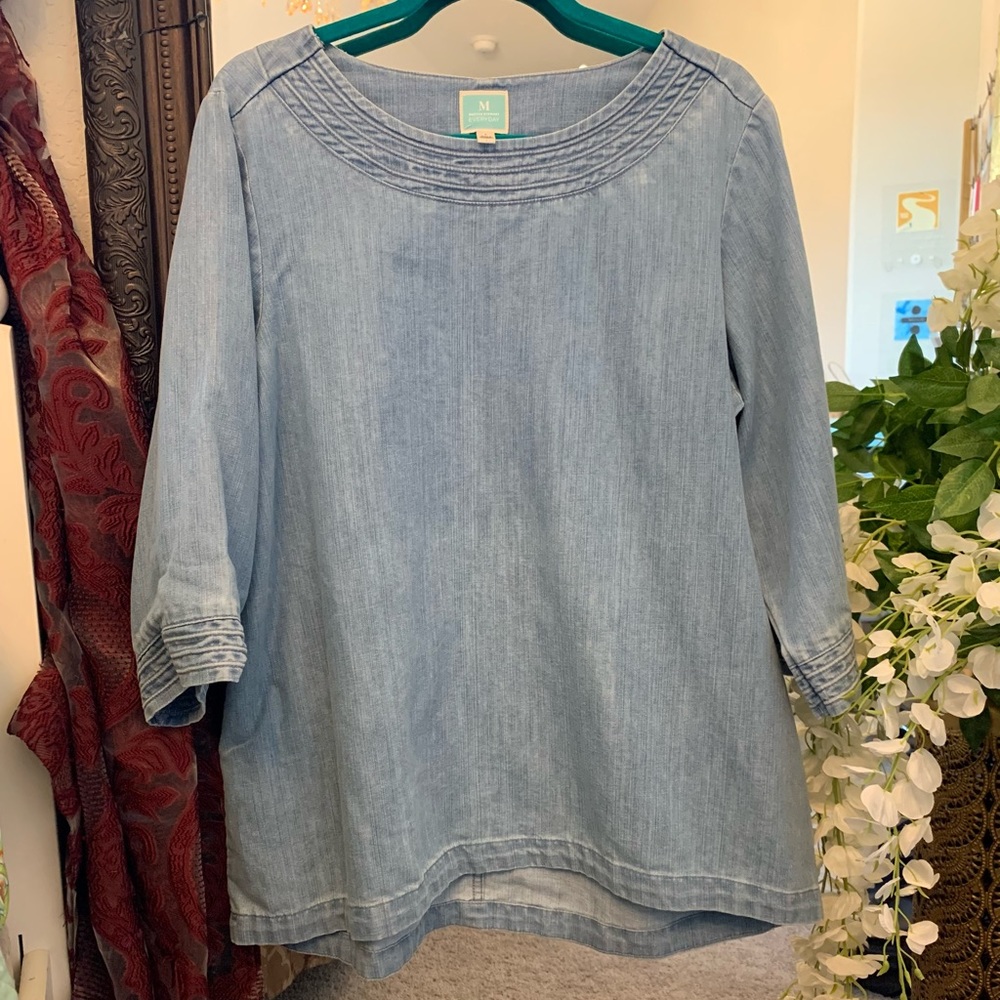 Martha Stewart Light Blue Washed Denim Top